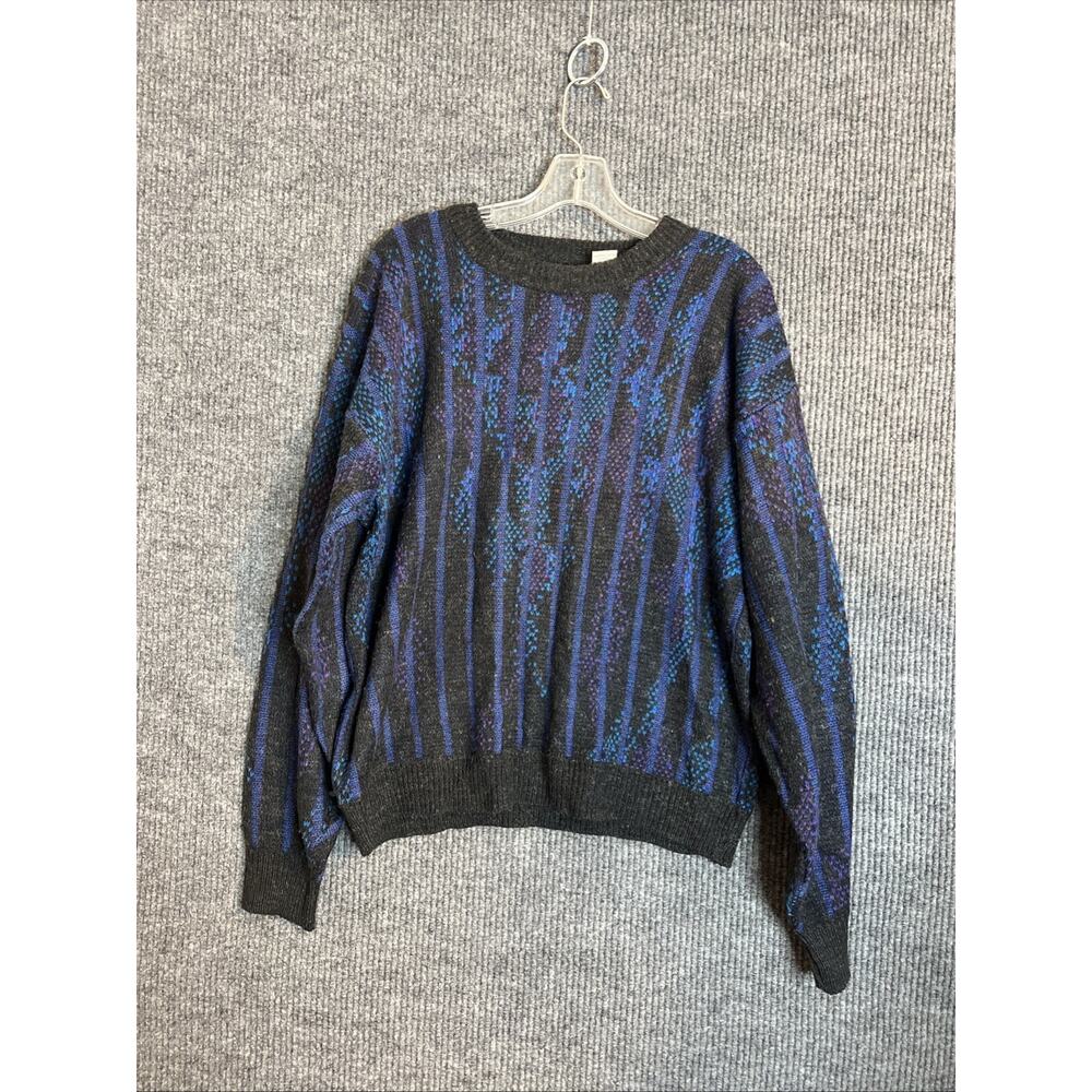 Vintage Sweater Graphix Mens Sweater Size XL Striped Crew Neck Pullover Grandpa